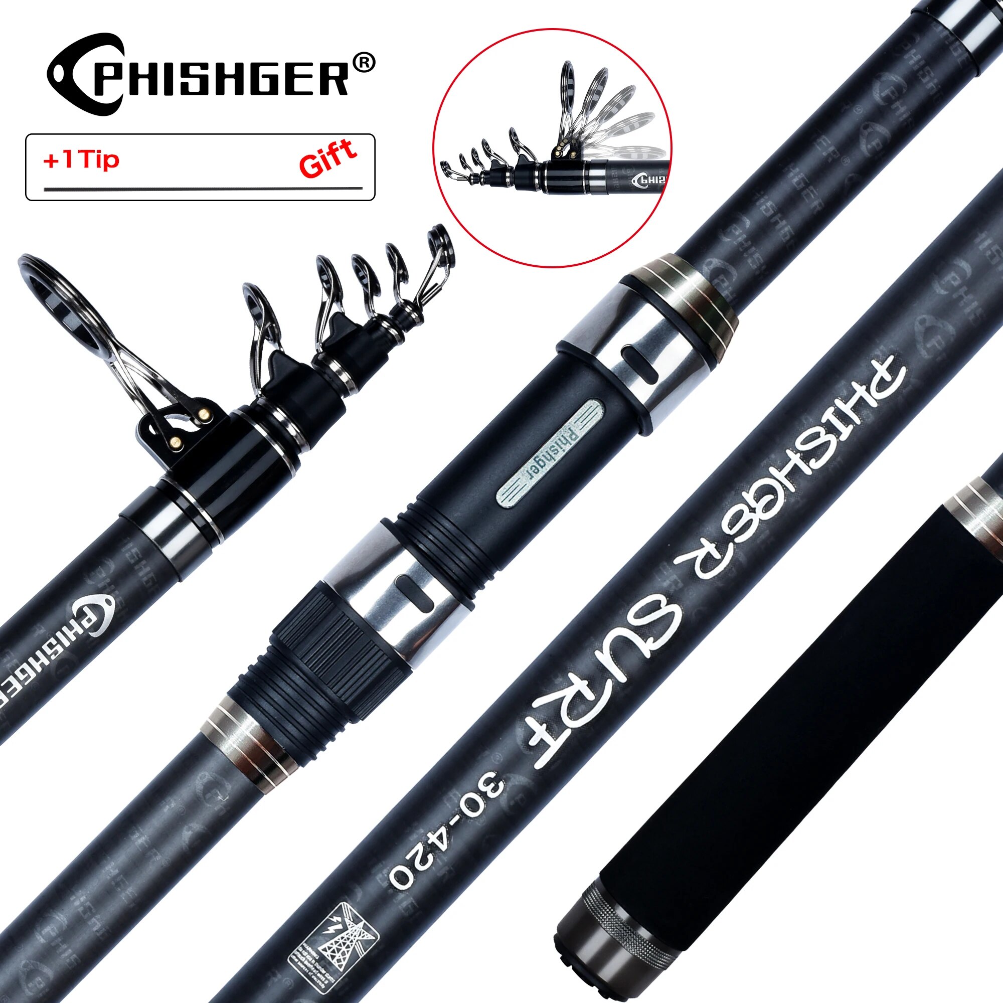 PHISHGER caña giratoria de Sur - Surf Fishing Equipment reseña y precio