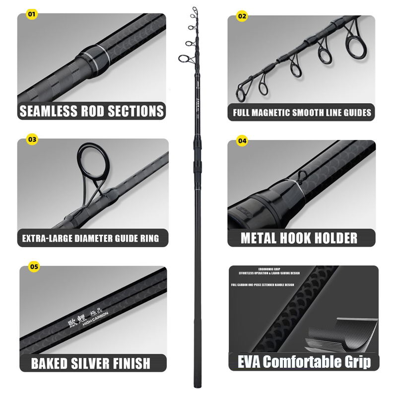 Caña de Pescar Telescópica de  - Surf Fishing Equipment reseña y precio
